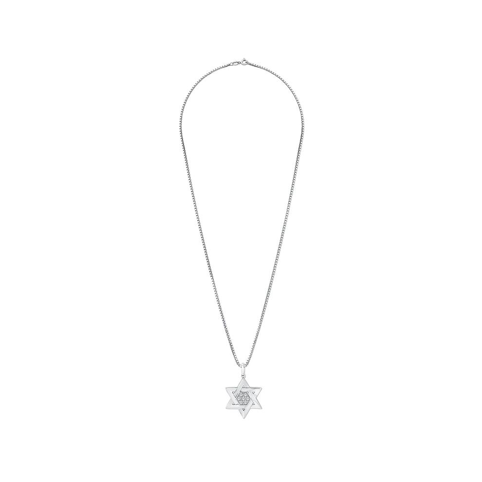 Men's Diamond Star of David Pendant Necklace in Sterling Silver (1/4 ct. tw.) – Image 3 of 4