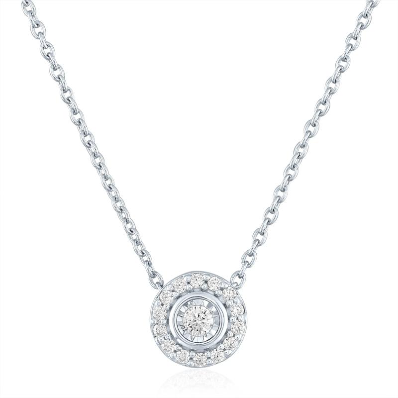 Lab Grown Diamond Halo Illusion Stud Earrings &amp; Pendant Set in Sterling Silver &#40;1/3 ct. tw.&#41; – Image 3 of 5