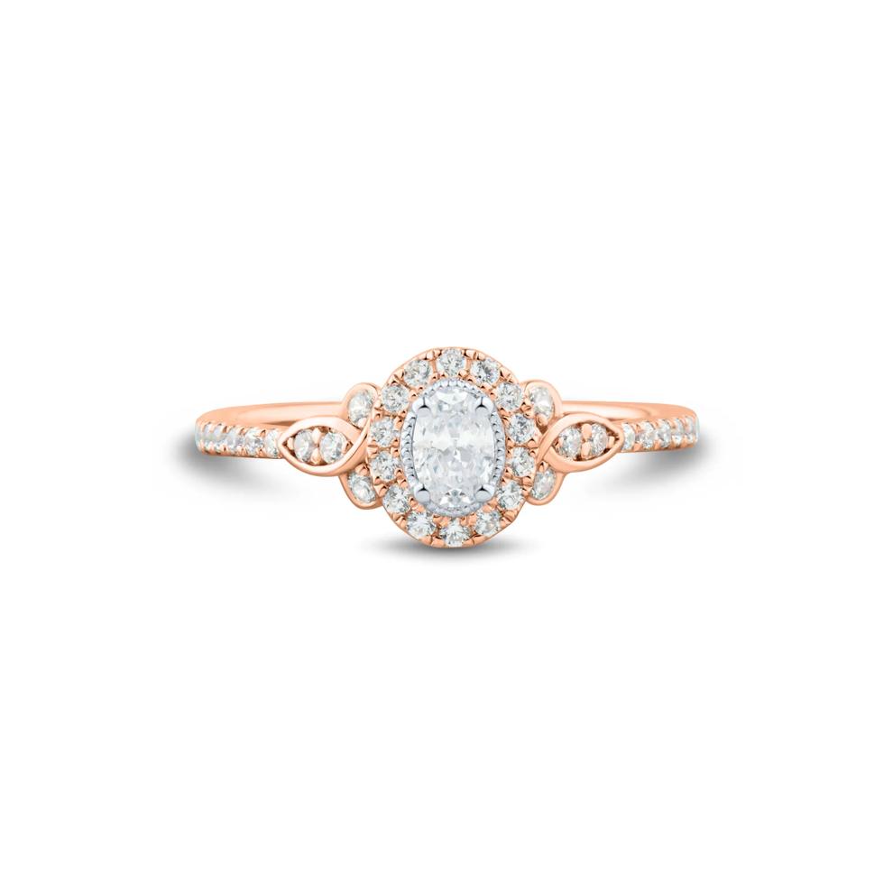 Oval Diamond Halo Engagement Ring in 14K Rose Gold (1/2 ct. tw.) – Image 1 of 3