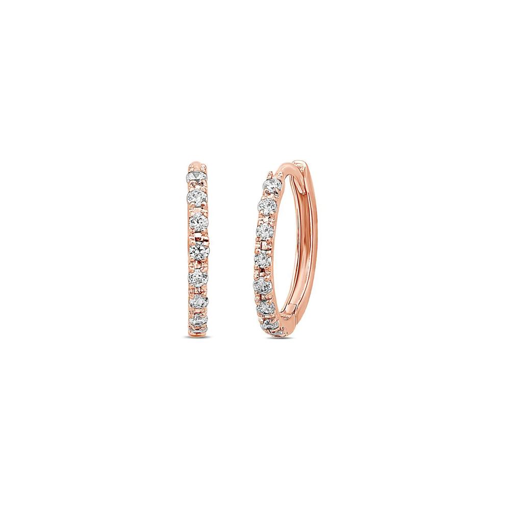 1/4 ct. tw. Diamond Hoop Earrings in 14K Rose Gold – Image 1 of 1