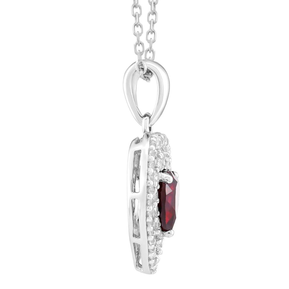Heart Pendant with Lab-Created Ruby and Lab-Created White Sapphires in Sterling Silver – Image 2 of 3