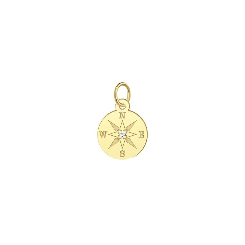 Diamond Accent Compass Charm in 10K Yellow Gold  – Image 1 of 1