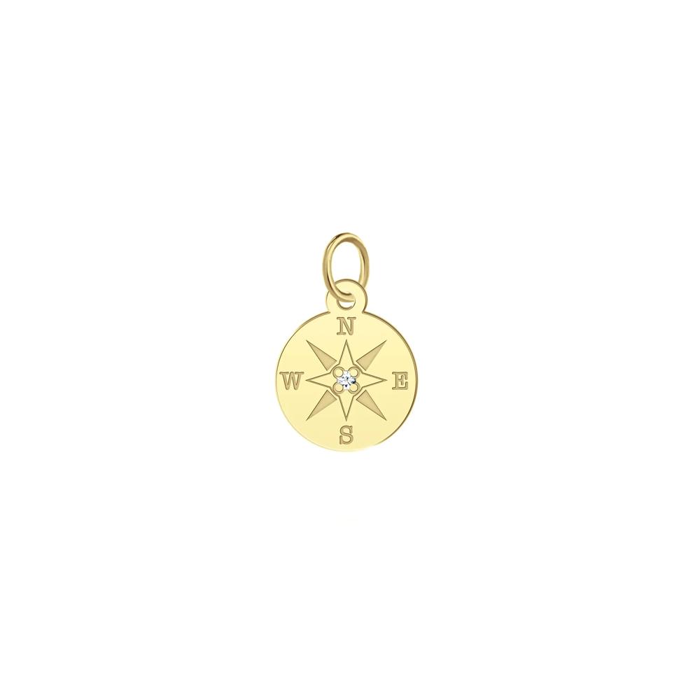 Diamond Accent Compass Charm in 10K Yellow Gold  – Image 1 of 1