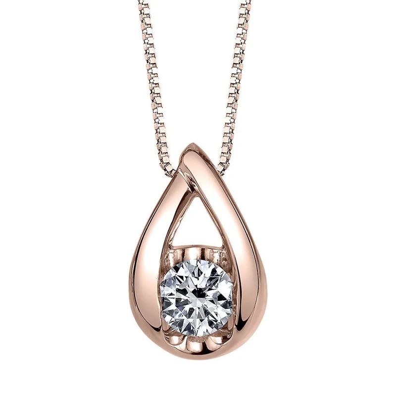 1/10 ct. tw. Diamond Pendant in 14K Rose Gold – Image 1 of 3