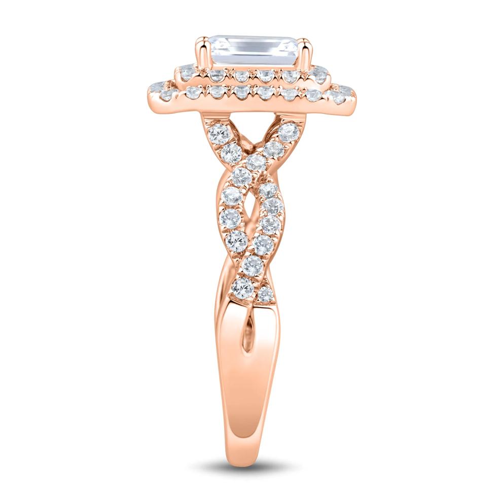 Lab Grown Diamond Emerald-Cut Halo Engagement Ring in 14K Rose Gold (1 1/2 ct. tw.) – Image 3 of 3