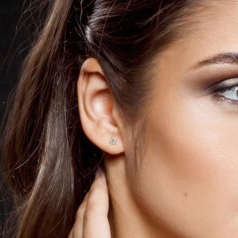 Moissanite Martini Stud Earrings in Sterling Silver &#40;1 ct. dew&#41; – Image 3 of 4