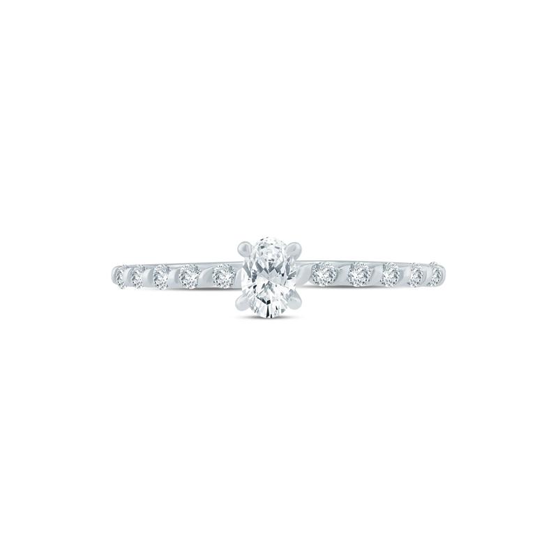Lab Grown Diamond Oval Promise Ring in Sterling Silver &#40;3/8 ct. tw.&#41; – Image 1 of 3
