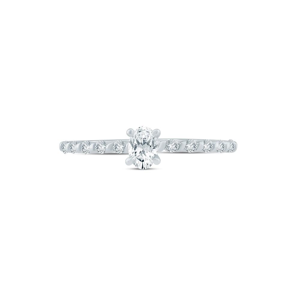 Lab Grown Diamond Oval Promise Ring in Sterling Silver (3/8 ct. tw.) – Image 1 of 3