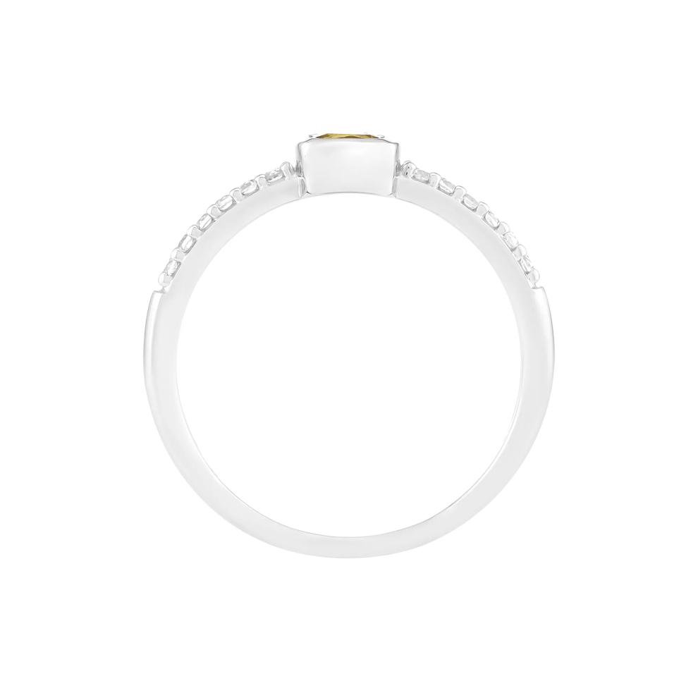 Citrine and Lab-Created White Sapphire Bezel Ring in Sterling Silver – Image 2 of 3