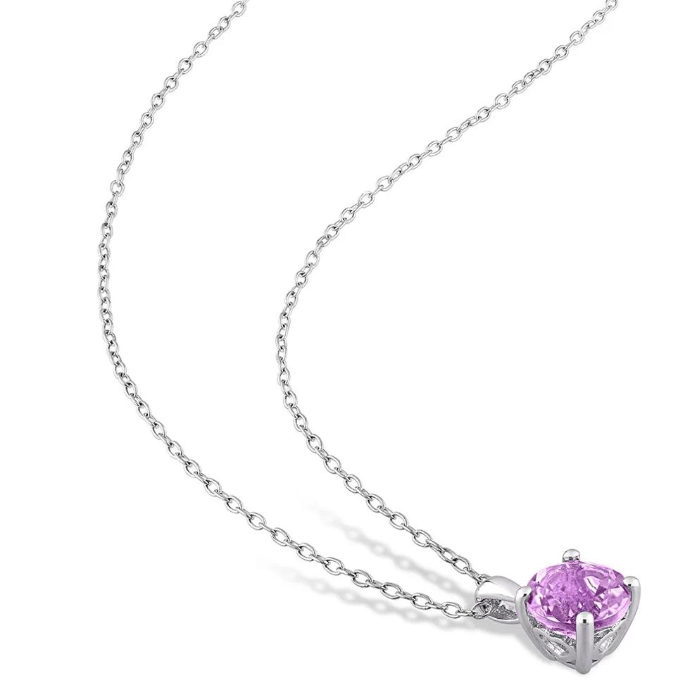 Amethyst Solitaire Pendant in Sterling Silver  – Image 2 of 4
