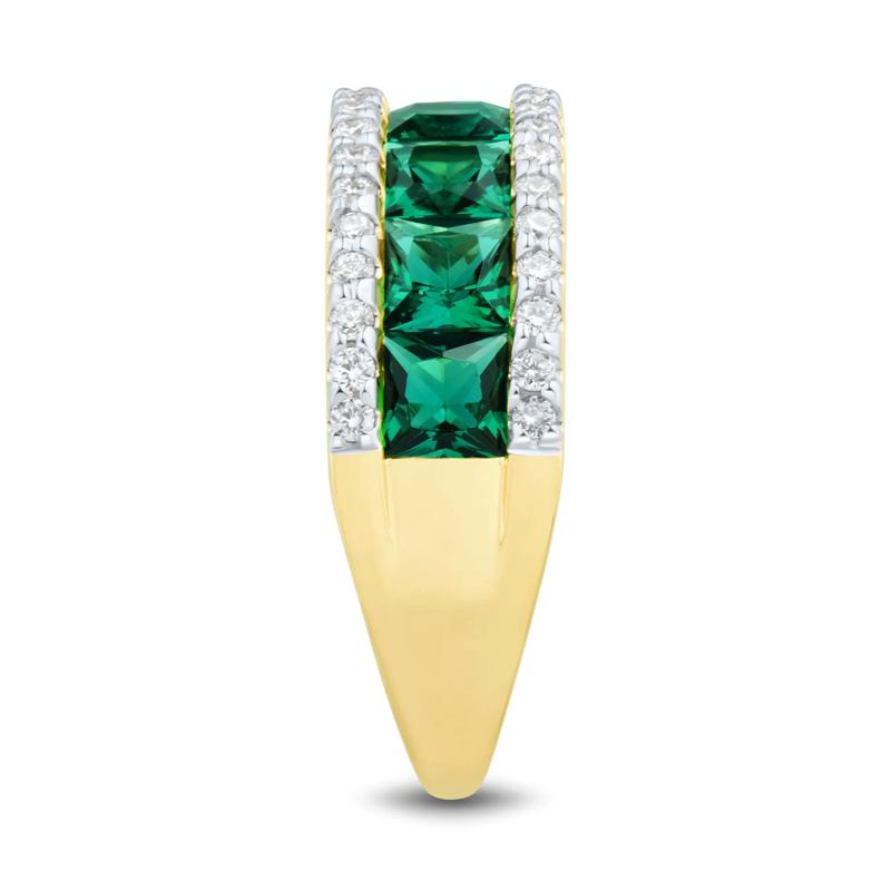 Lab-Created Emerald &amp; Lab Grown Diamond Band in 10K Yellow Gold &#40;3/8 ct. tw.&#41; – Image 3 of 3