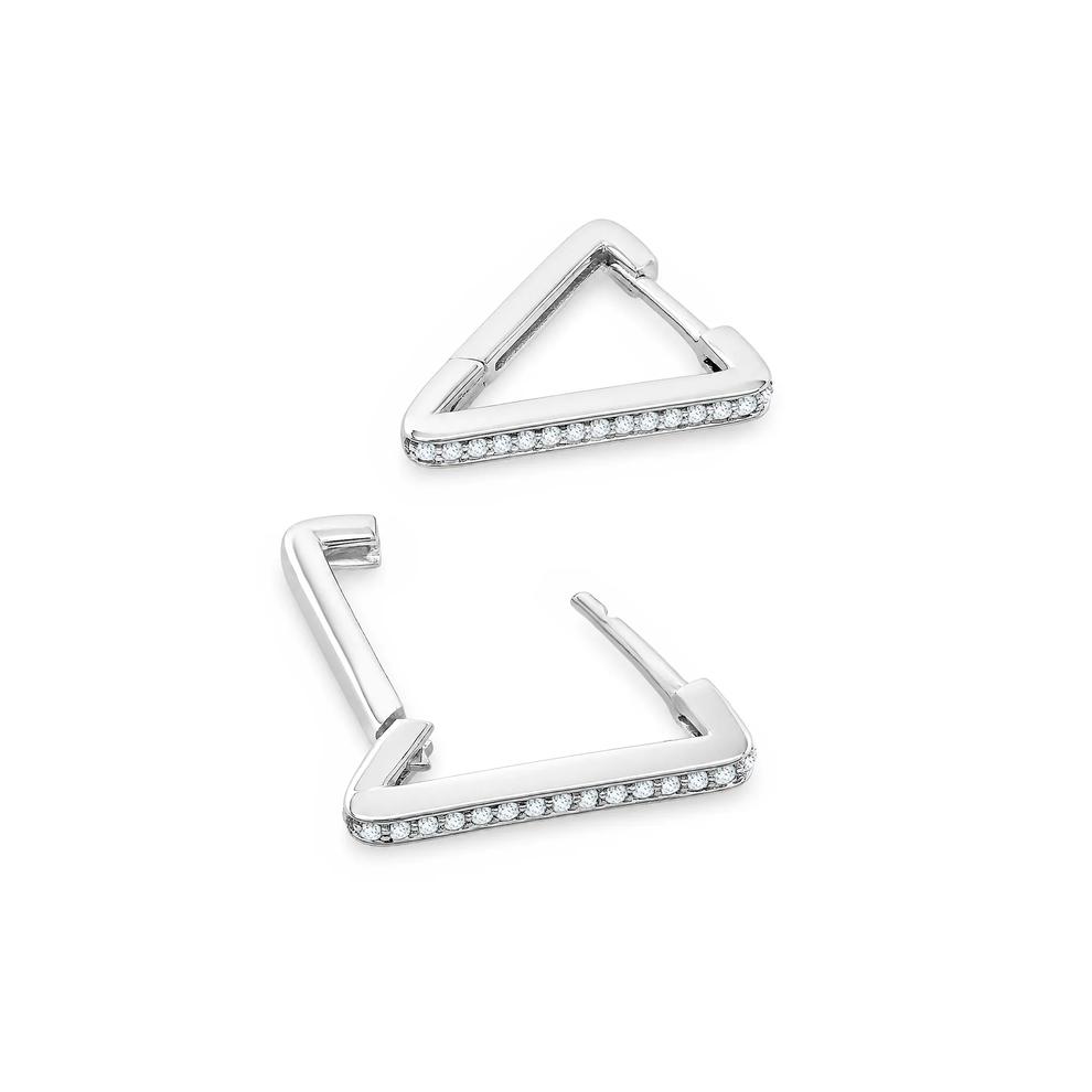 Diamond Triangle Hoop Earrings in Sterling Silver (1/7 ct. tw.) – Image 2 of 2