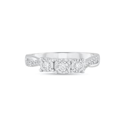Diamond Illusion Plate Three-Stone Ring in Sterling Silver (1/4 ct. tw.)