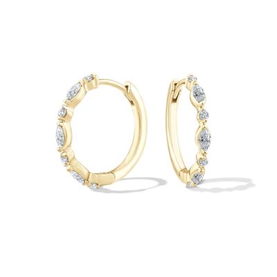 Lab Grown Diamond Marquise & Round Hoop Earrings in 14K Yellow Gold (1/3 ct. tw.)