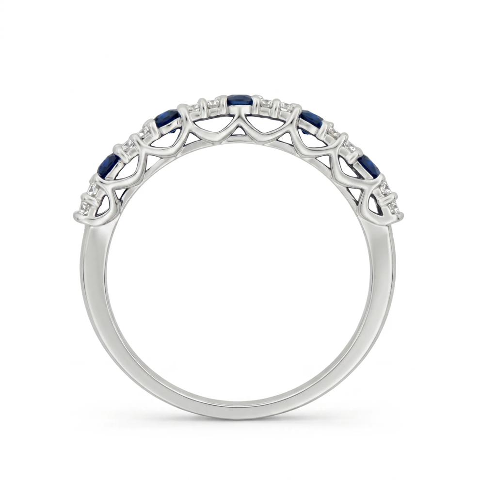 Blue Sapphire &amp; Diamond Ring in 10K White Gold (1/4 ct. tw.) – Image 3 of 4