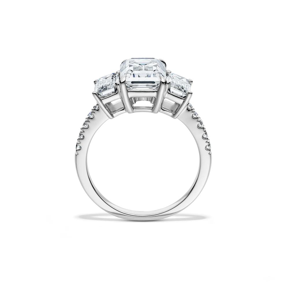 Lab-Created Moissanite Emerald-Cut Three-Stone Ring in 10K White Gold (3 1/4 ct. dew) – Image 2 of 4