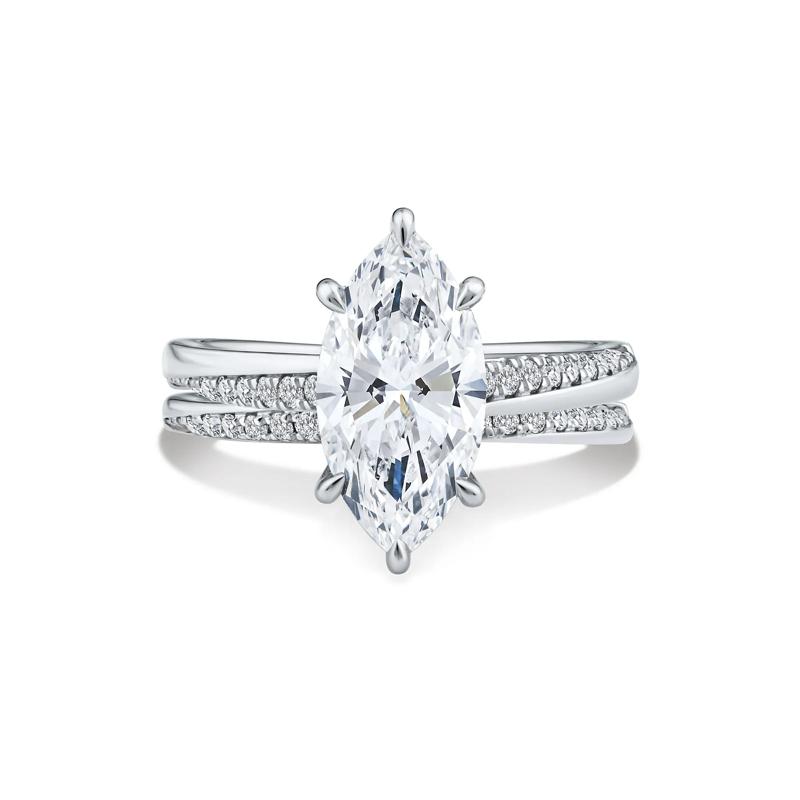 Lab Grown Diamond Marquise Engagement Set in Platinum &#40;3 ct. tw.&#41; – Image 1 of 6
