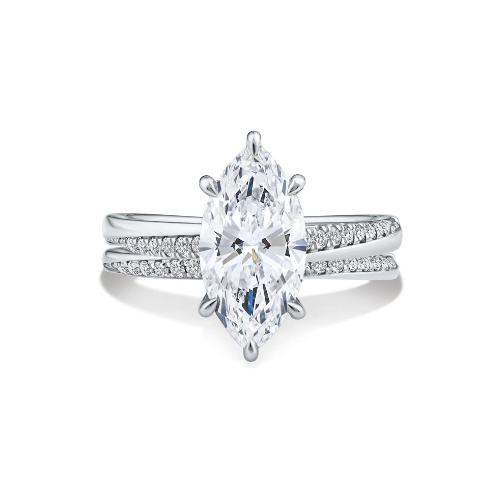 Lab Grown Diamond Marquise Engagement Set in Platinum (3 ct. tw.) – Image 1 of 6