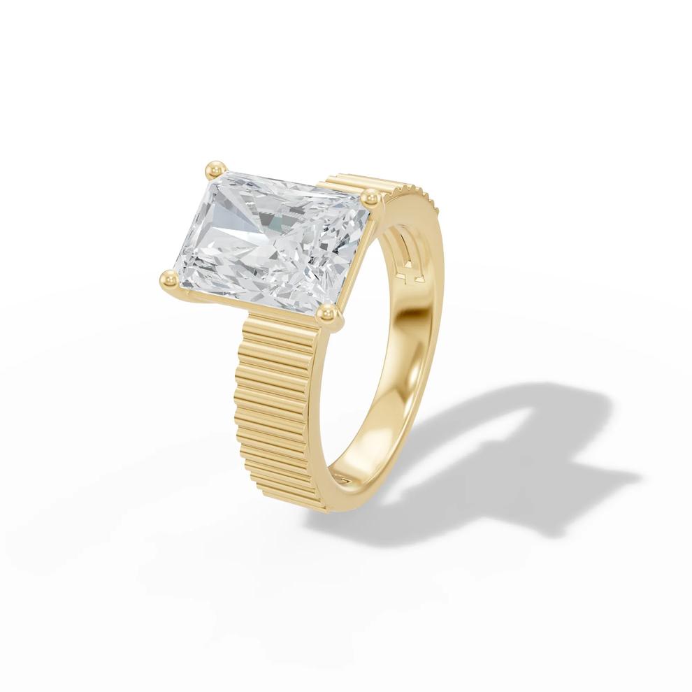 Lab Grown Diamond Radiant Solitaire Engagement Ring in 18K Yellow Gold (4 ct.) – Image 4 of 4