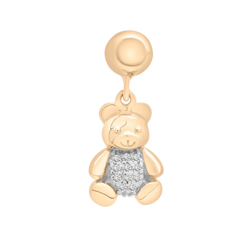 Diamond Accent Teddy Bear Bead Charm in Vermeil – Image 1 of 3