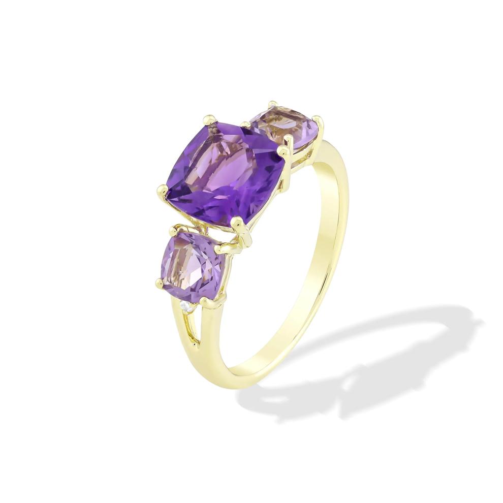 Rose de France Amethyst and Diamond Ring in 10K Yellow Gold – Image 4 of 4