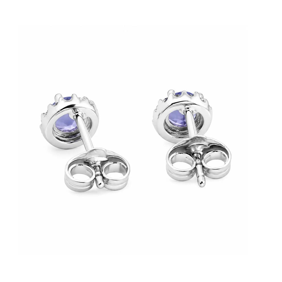 Tanzanite &amp; Diamond Halo Earrings in 10K White Gold (1/7 ct. tw.) – Image 2 of 2