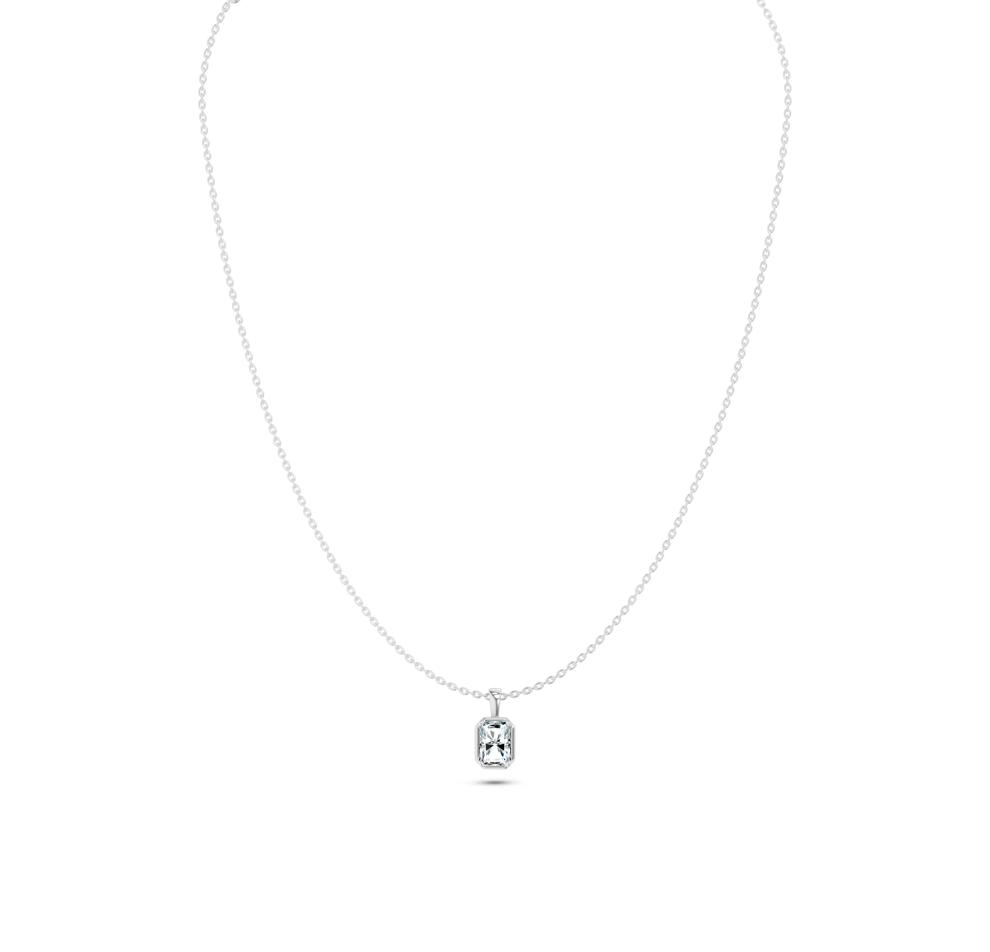 Lab Grown Diamond Radiant Solitaire Pendant in 10K White Gold (2 ct.) – Image 1 of 4