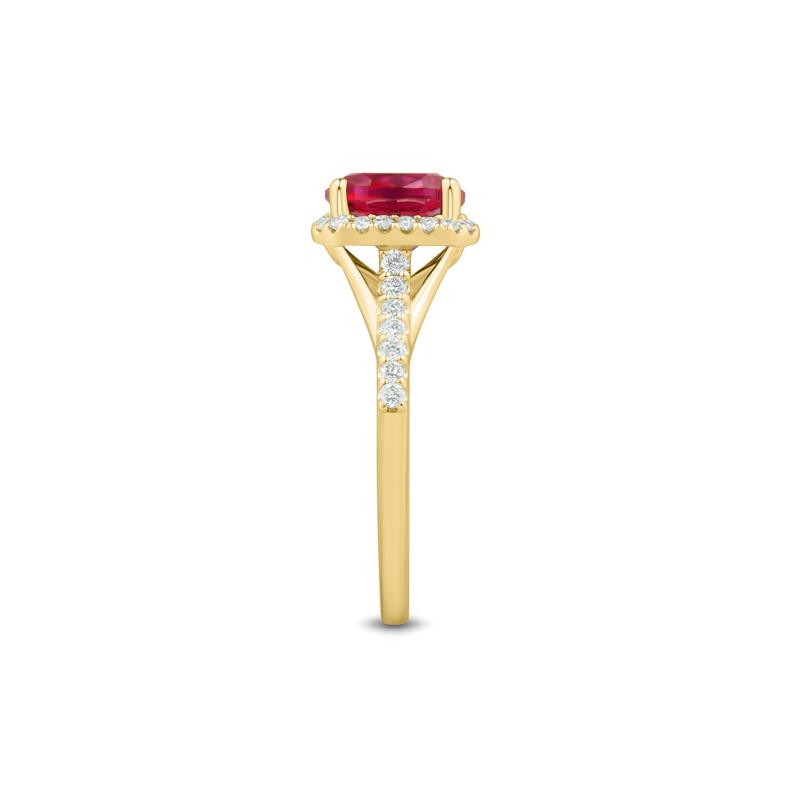 Lab-Created Cushion-Cut Ruby and Lab Grown Diamond Ring in 10K Yellow Gold &#40;1/3 ct. tw.&#41; – Image 3 of 3