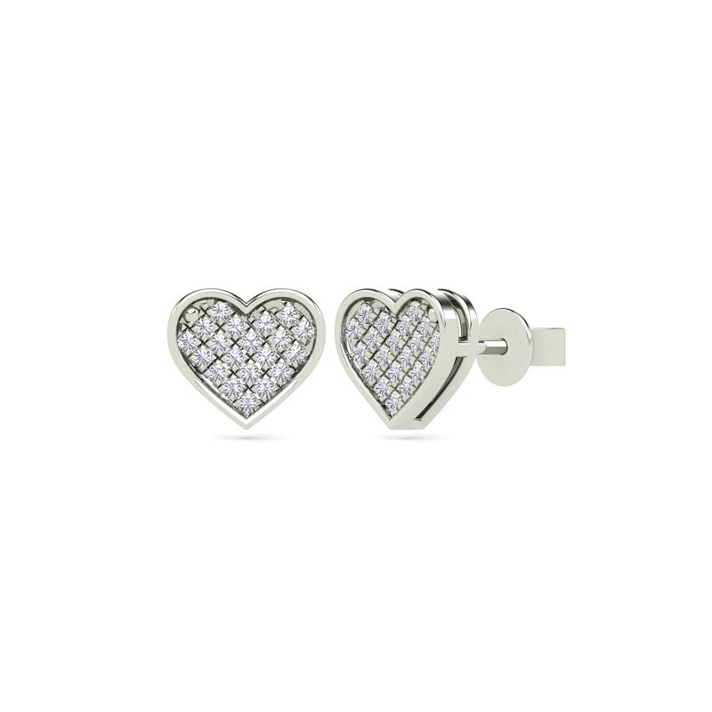 Diamond Heart Earrings in 14K White Gold &#40;1/10 ct. tw.&#41; – Image 1 of 1