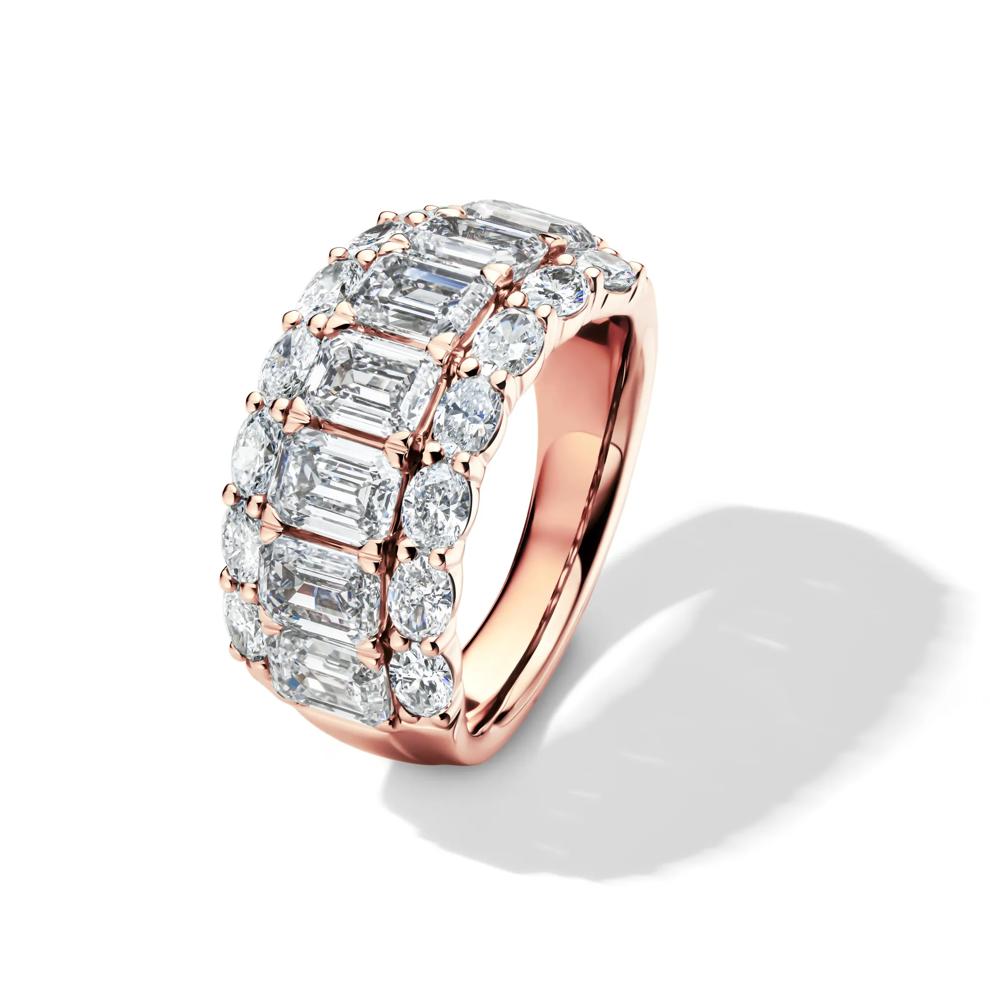 Lab Grown Diamond Emerald and Round Multi-Row Band in 14K Rose Gold (5 ct. tw.) – Image 4 of 4