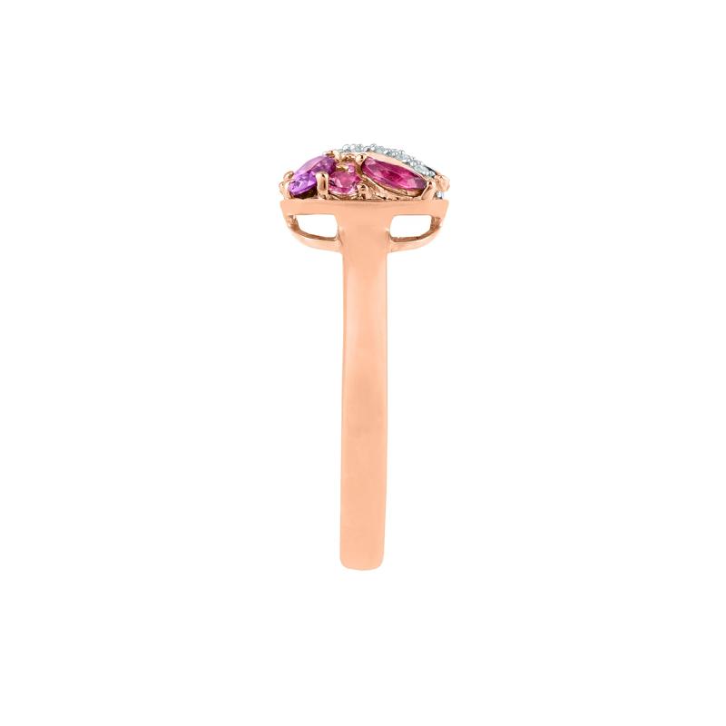 Amethyst, Tourmaline, Rhodolite and Diamond Accent Ring in 10K Rose Gold – Image 3 of 4