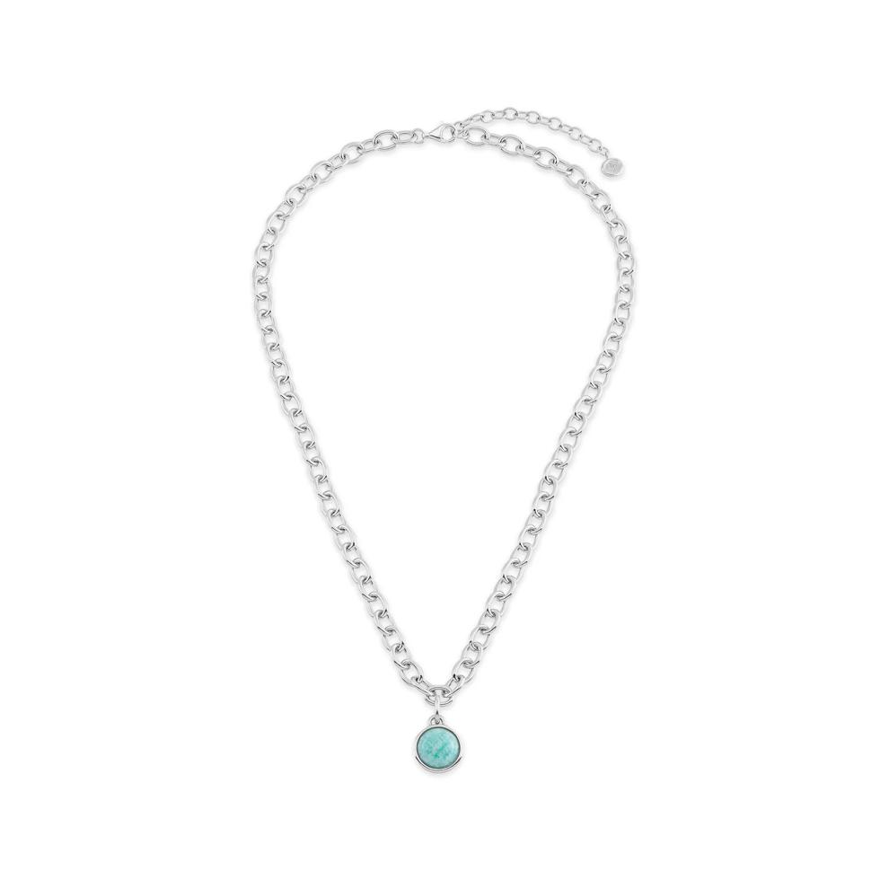 Amazonite Pendant Oval Link Necklace in Sterling Silver, 20" – Image 1 of 3