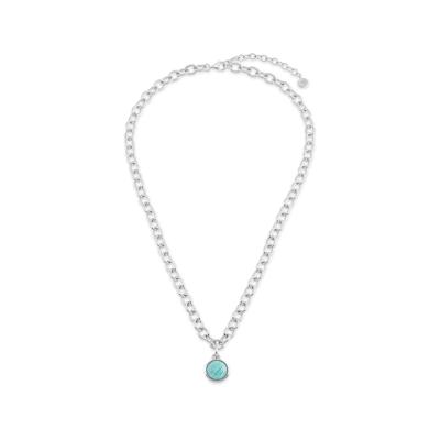Amazonite Pendant Oval Link Necklace in Sterling Silver, 20"