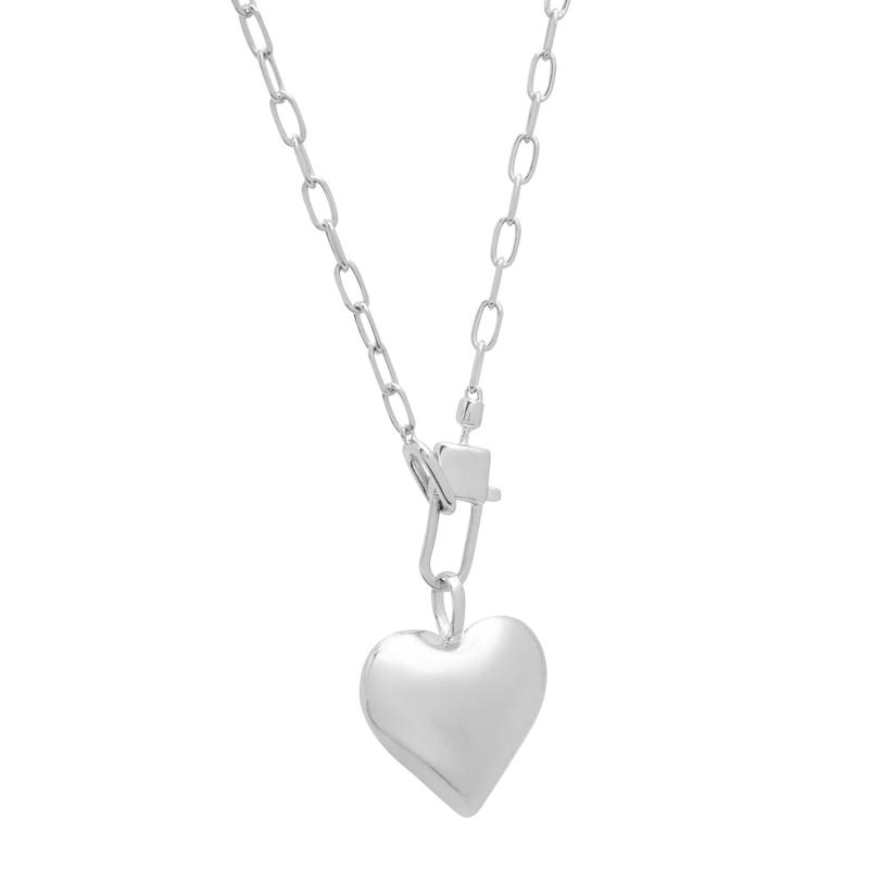 Puffy Heart Lock Necklace in Sterling Silver – Image 2 of 6