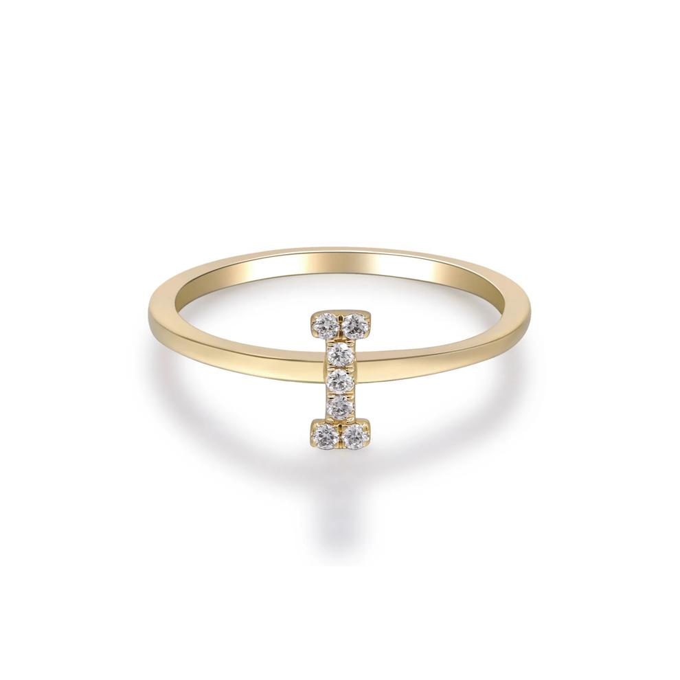 Diamond Accent "I" Initial Ring in 10K Yellow Gold – Image 5 of 5