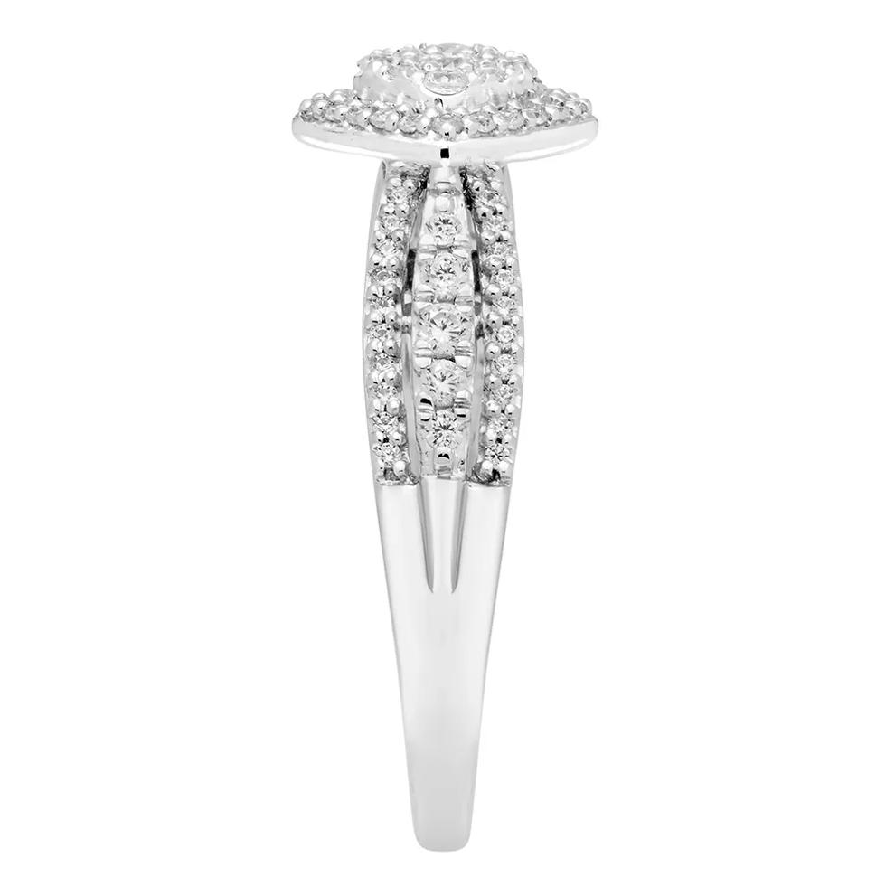 Halo Cluster Diamond Ring with Milgrain Band in 10K White Gold (1/2 ct. tw.) – Image 3 of 3