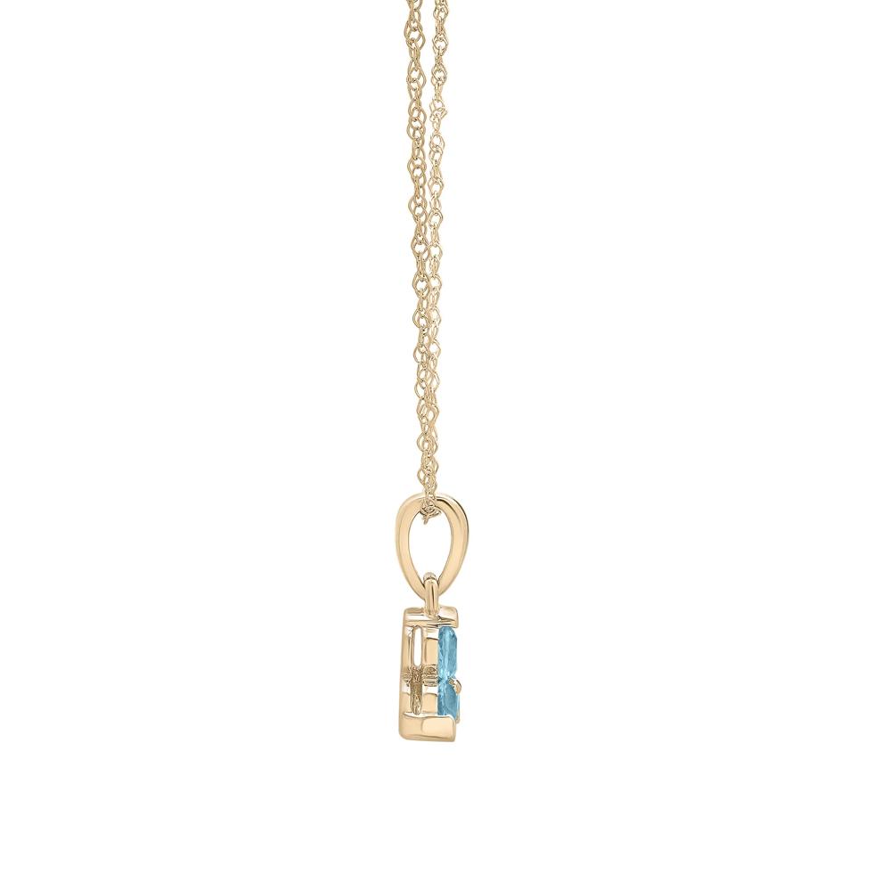 Blue Topaz Three-Stone Triangle Birthstone Pendant in 10K Yellow Gold – Image 2 of 4