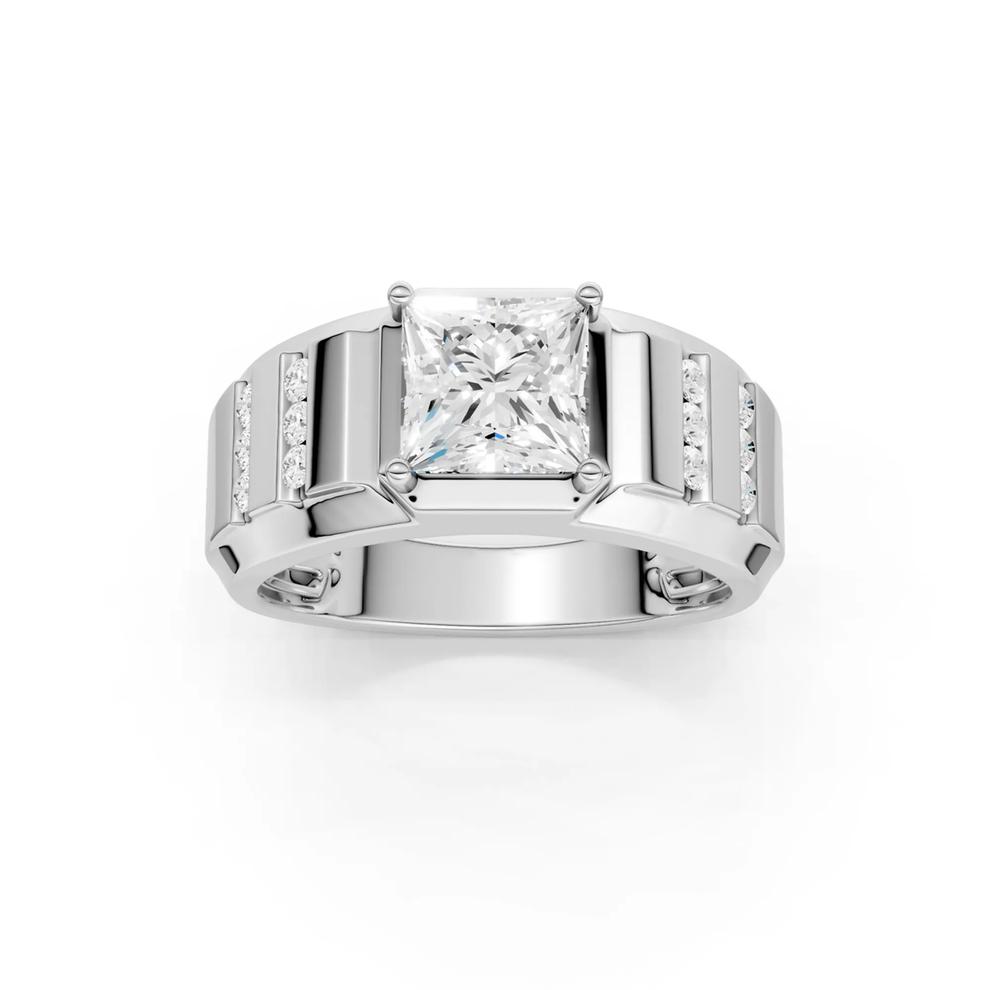 Men's Lab Grown Diamond Ribbed Wedding Band in 10K White Gold (2 1/7 ct. tw.) – Image 1 of 4