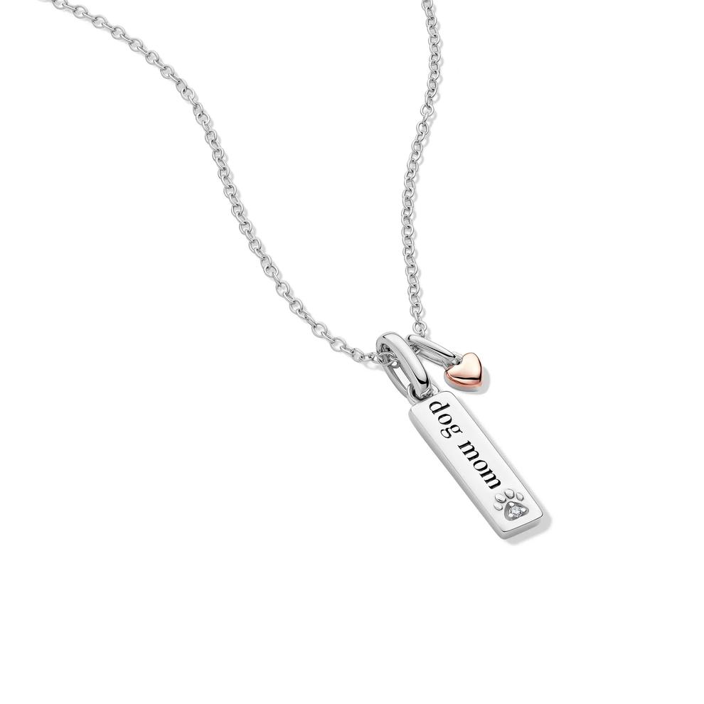 Lab Grown Diamond Accent Dog Mom Pendant in Sterling Silver &amp; 10K Rose Gold – Image 4 of 5