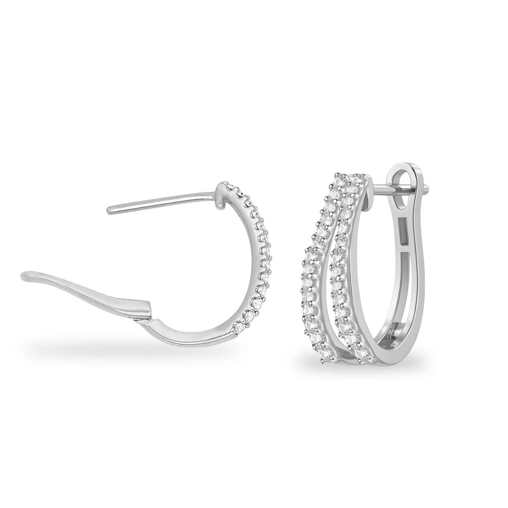 Diamond Double Hoop Earrings in Sterling Silver (1/4 ct. tw.) – Image 2 of 2