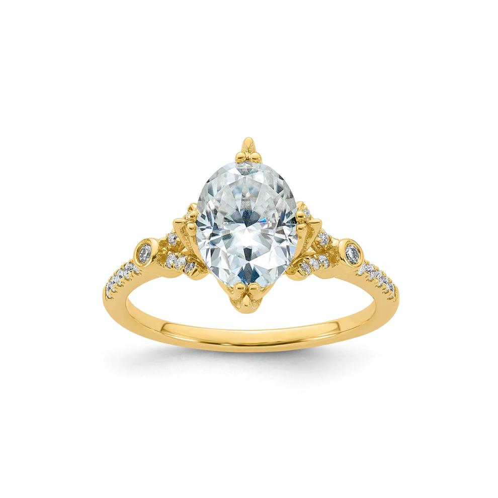 Lab-Created Moissanite Oval Ornate Ring in 10K White Gold (1 2/3 ct. dew) – Image 1 of 3