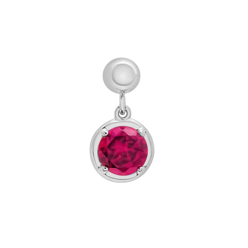 Lab-Created Ruby Birthstone Bead Charm in Sterling Silver – Image 1 of 3