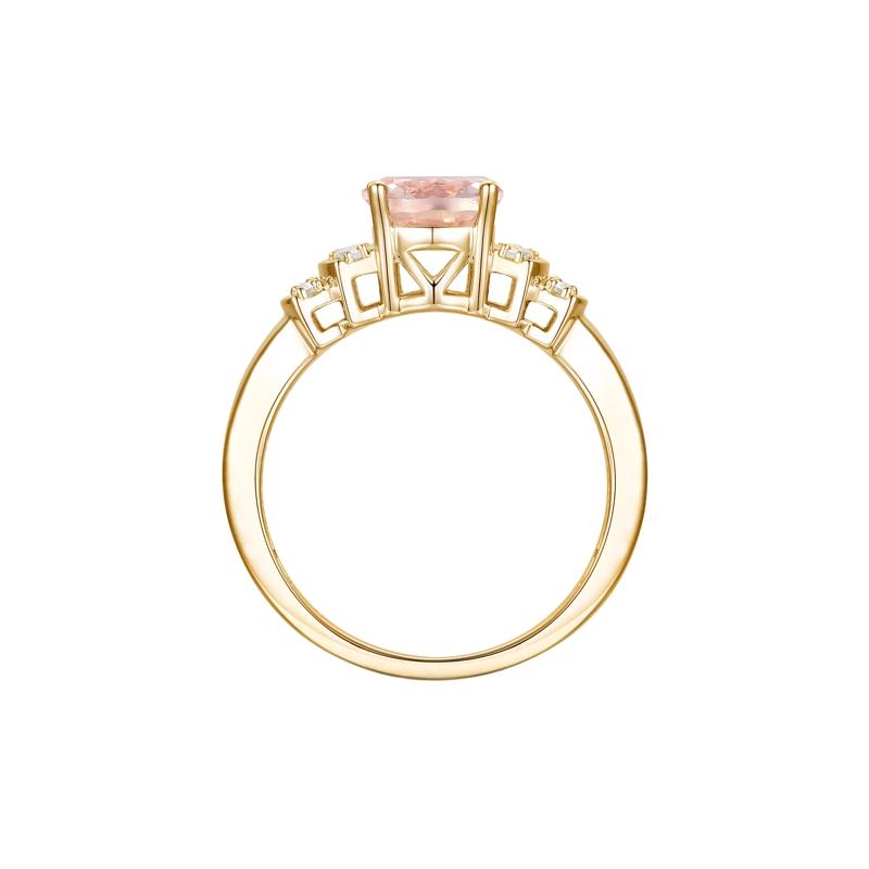Morganite and Diamond Ring in 14K Yellow Gold &#40;1/5 ct. tw.&#41; – Image 2 of 3