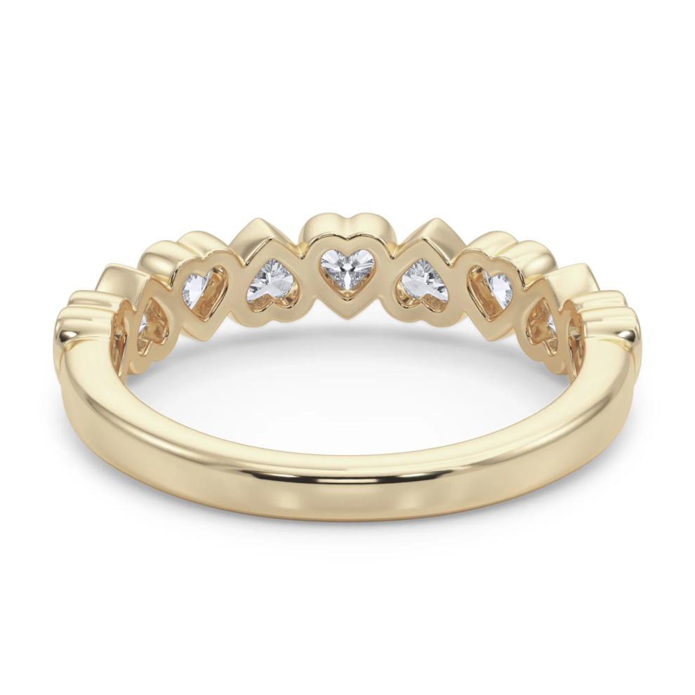 Lab Grown Diamond Heart Bezel Half Eternity Band in 14K Yellow Gold (1 ct. tw.) – Image 4 of 5