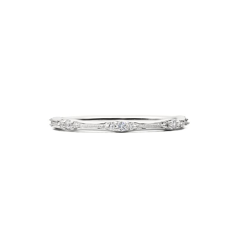 Lab Grown Diamond Milgrain Stack Band in 10K White Gold &#40;1/7 ct. tw.&#41; – Image 1 of 4