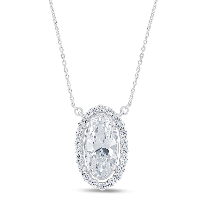 Lab Grown Oval Diamond Pendant in Platinum &#40;2 1/2 ct. tw.&#41; – Image 1 of 3