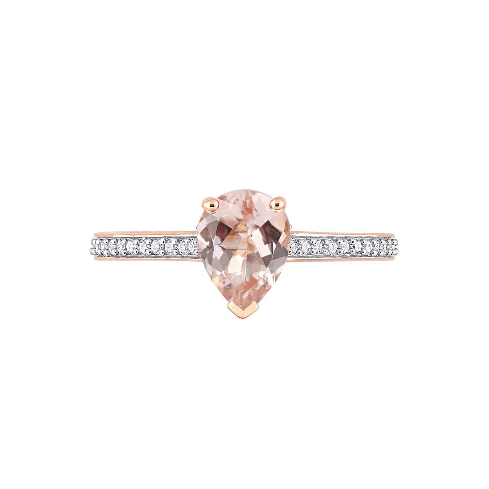Pear-Shaped Morganite &amp; Diamond Ring in 10K Rose Gold (1/8 ct. tw.) – Image 1 of 5