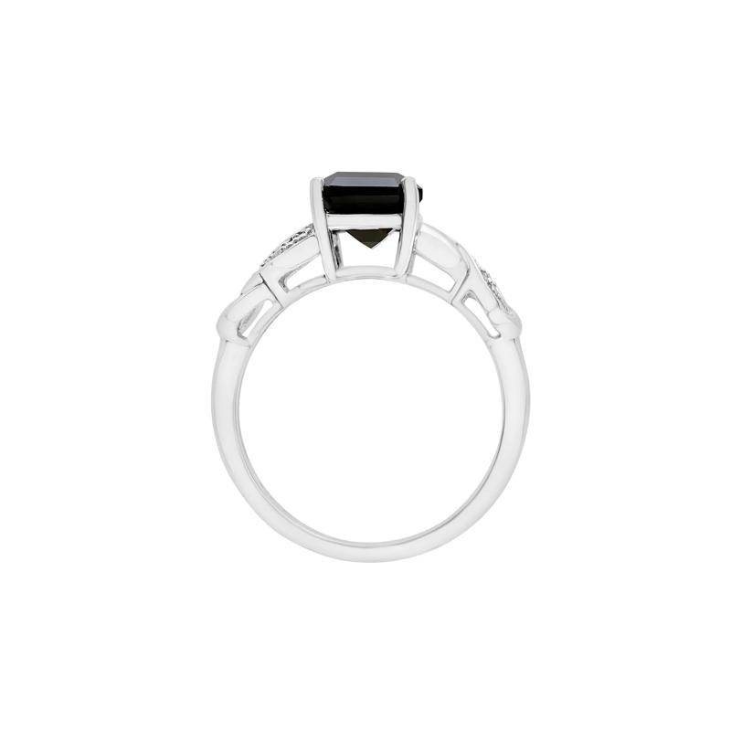 Onyx and Diamond Accent Twist Shank Ring in Sterling Silver – Image 2 of 5