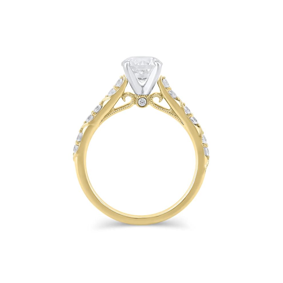 Diamond Semi-Mount Engagement Ring in 14K Yellow and White Gold (1/4 ct. tw.) – Image 2 of 3