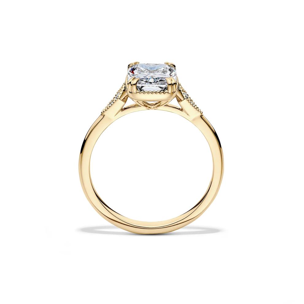Lab Grown Diamond Elongated Cushion-Cut Center Engagement Ring in 14K Yellow Gold (2 ct. tw.) – Image 2 of 4